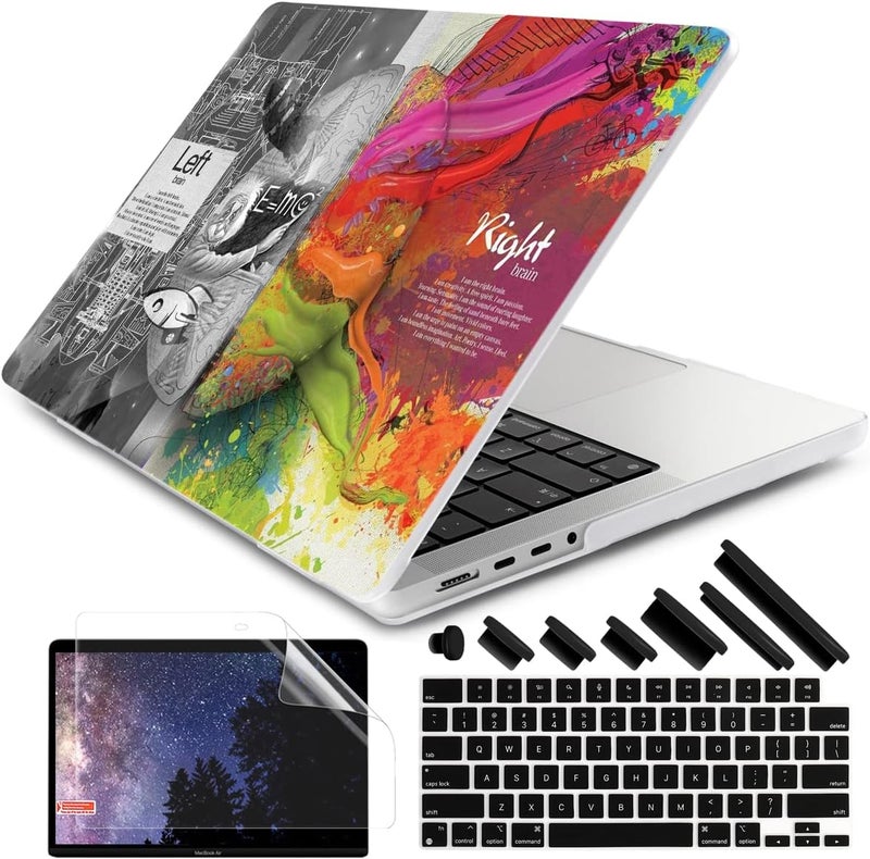 DONGKE Case for M5 MacBook Pro 14 inch 2025 2024-2021 M4 M3 M2 M1, Plastic Hard Shell Cover Compatible with A3434 A3112 A3401 A3185 A2992 A2779 A2442, Retina XDR Display & Touch ID, Right & Left Brain - Image 1